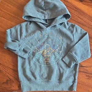 Jasper Green Teal Kids Hooded Sweatshirt with Mountain Graphic Size 2-3T